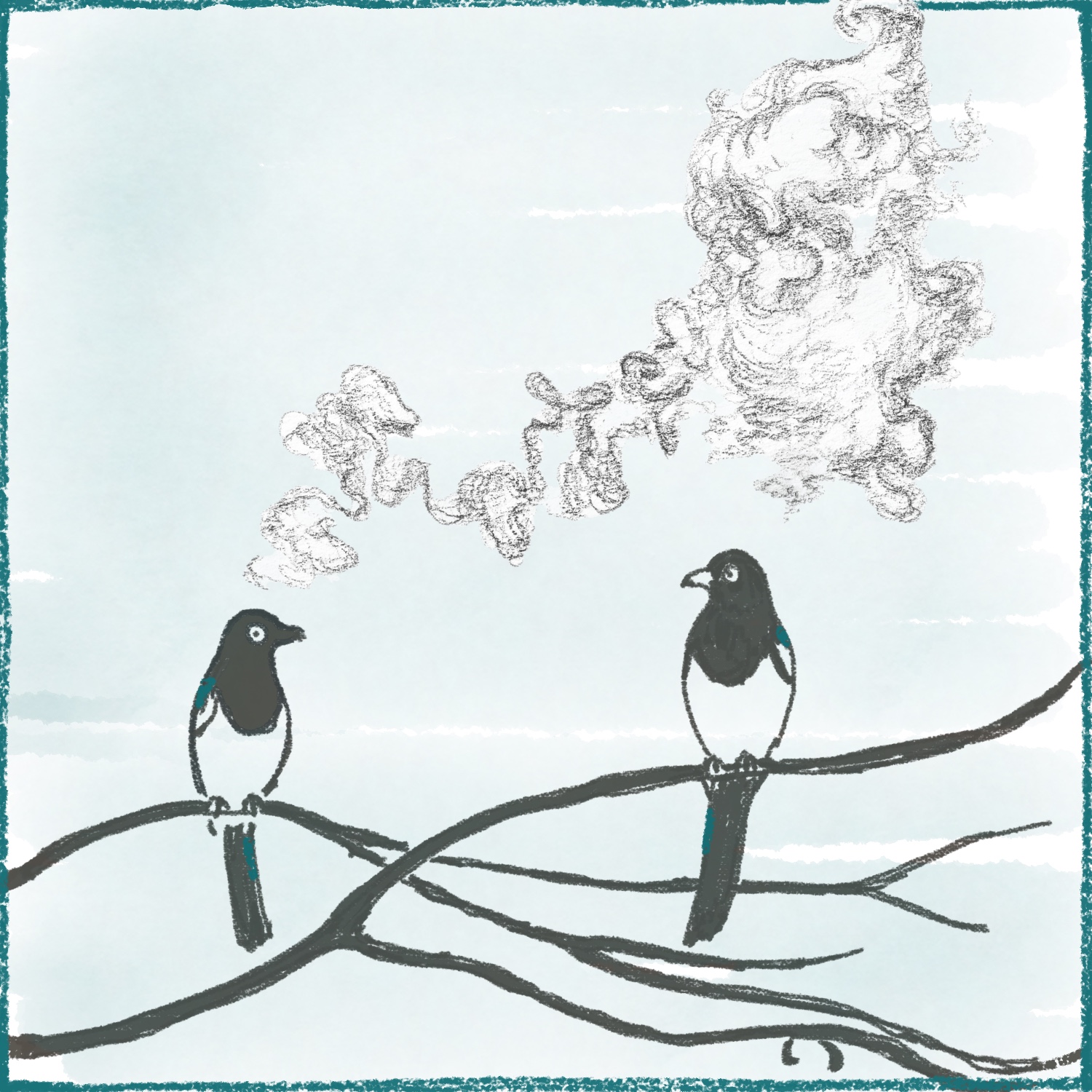 Episode 2 illustration with magpies
